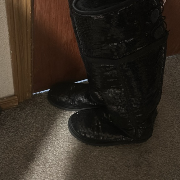 Ugg Sequin Over the Knee Boots Black Bailey Button Boots Designer Winter #751 - Picture 3 of 4